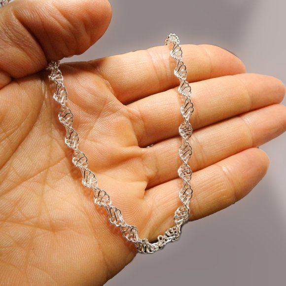 Shiny 22" Sterling Silver Singapore Rope Chain Stamped 925 ITALY, 5 mm Thick - Picture 8 of 8